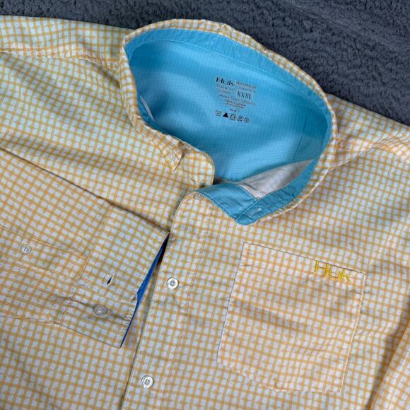 Huk Fishing Shirt Mens 3XL Sailfish Plaid Print Performance Vented Button Down - Picture 1 of 7